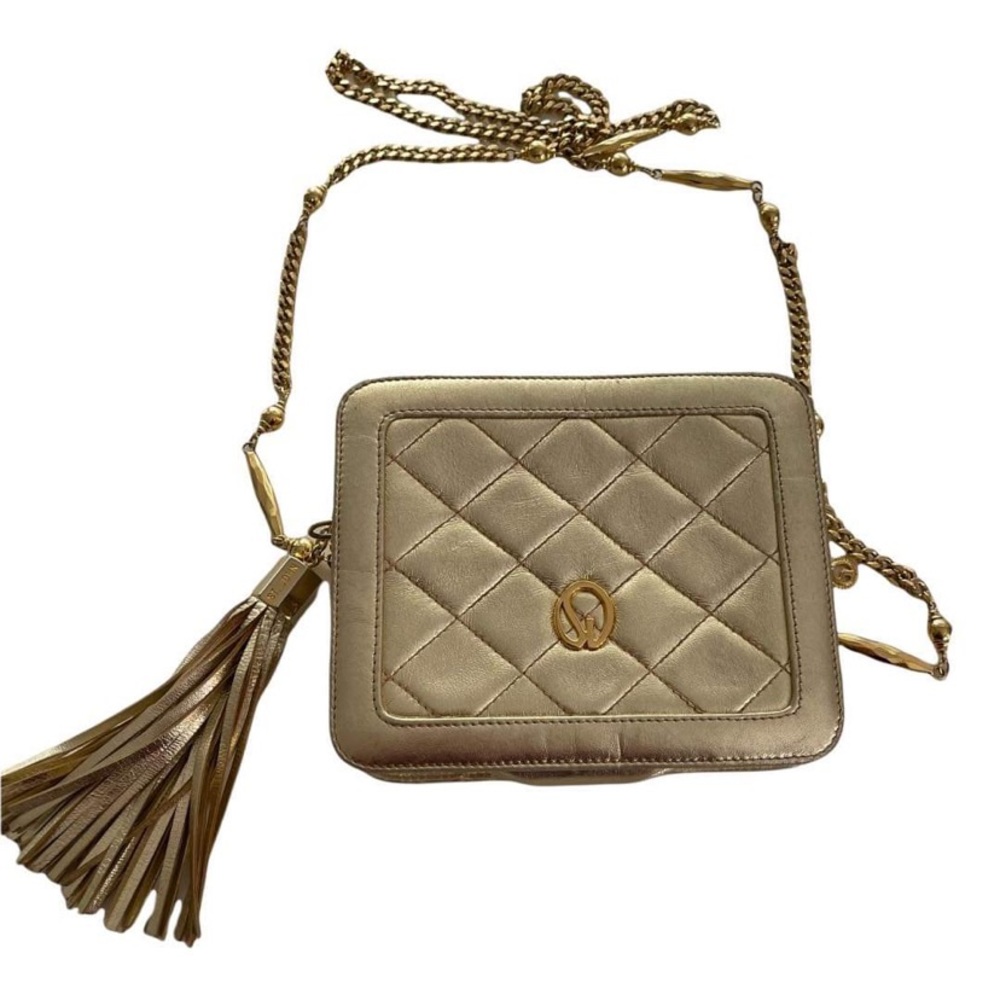 St. John Gold Leather Crossbody Bag